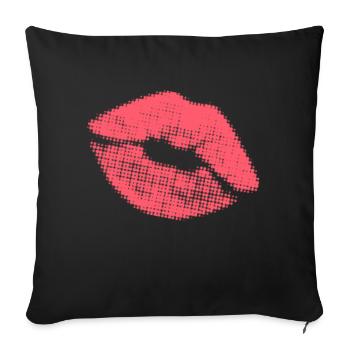 Le baiser ! - Kiss me ! - Housse de coussin décorative 45 x 45 cm - noir - Devant