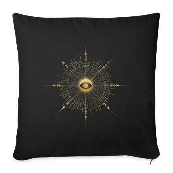 Motif de rayons à l’œil doré - Housse de coussin décorative 45 x 45 cm - noir - Devant