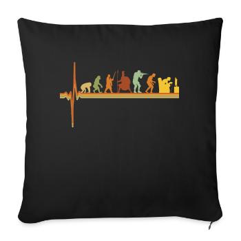 Jeu ECG Battement de Coeur Evolution Retro Gamer - Housse de coussin décorative 45 x 45 cm - noir - Devant