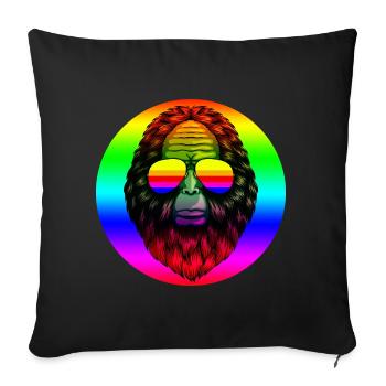 Grand singe avec lunettes gay pride - Housse de coussin décorative 45 x 45 cm - noir - Devant