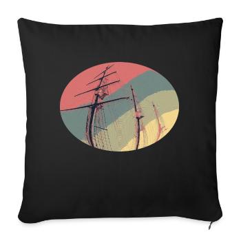 Bateau par jumelles dans le look rétro maritime - Housse de coussin décorative 45 x 45 cm - noir - Devant