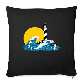 lighthouse wave Menorca - Sofa pillowcase 17,3'' x 17,3'' (45 x 45 cm) - black - Front