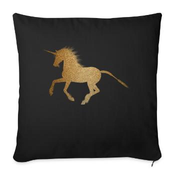 Unicorn, gold, glitter - Sofa pillowcase 17,3'' x 17,3'' (45 x 45 cm) - black - Front