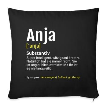 Anja Name Definition - Sofakissenbezug 45 x 45 cm - Schwarz - Vorne