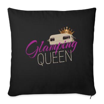 Glamping Queen Camping with Vintage Caravan - Sofa pillowcase 17,3'' x 17,3'' (45 x 45 cm) - black - Front