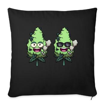 Drôles de bourgeons de weed personnages Smoking Joint - Housse de coussin décorative 45 x 45 cm - noir - Devant
