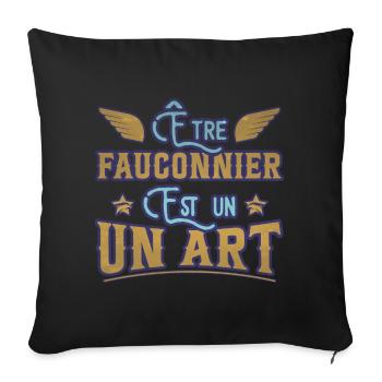 Être fauconnier est un art humour aigle faucon - Housse de coussin décorative 45 x 45 cm - noir - Devant