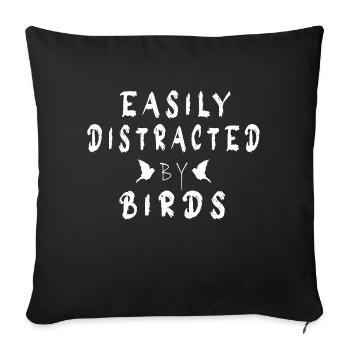 Easily Distracted By BIRDS - Housse de coussin décorative 45 x 45 cm - noir - Devant