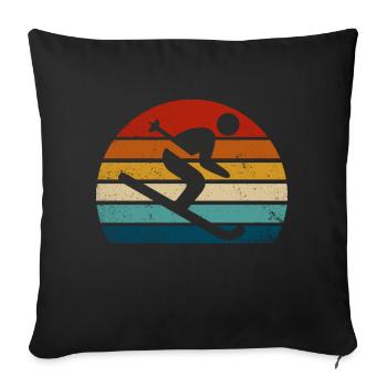 Retro-Ski - Sofakissenbezug 45 x 45 cm - Schwarz - Vorne