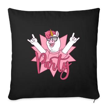 Licorne de la fête - Housse de coussin décorative 45 x 45 cm - noir - Devant