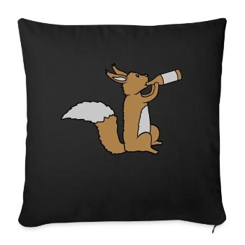 Écureuil buveur de bière - Housse de coussin décorative 45 x 45 cm - noir - Devant