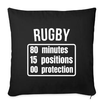 rugby, rugby sport, rugby humour - Housse de coussin décorative 45 x 45 cm - noir - Devant