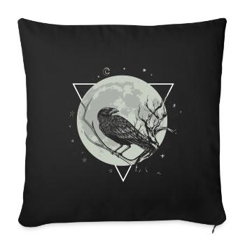 Krähe Mond Schwarze Schwarzer Rabe - Sofakissenbezug 45 x 45 cm - Schwarz - Vorne