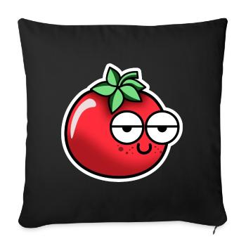 Tomate avec visage - Housse de coussin décorative 45 x 45 cm - noir - Devant
