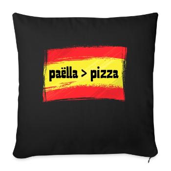 Drapeau Espagnol Espagne Paella supérieur à Pizza - Housse de coussin décorative 45 x 45 cm - noir - Devant