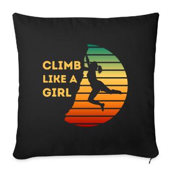 Climb Like A Girl | Girl Rock Climbing - Sofa pillowcase 17,3'' x 17,3'' (45 x 45 cm) - black - Front