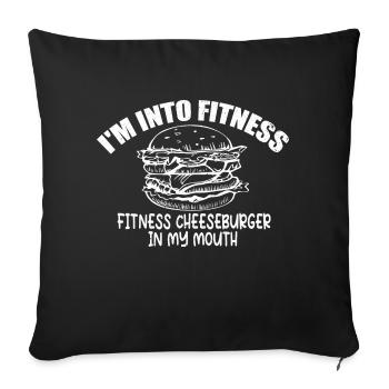 Je suis dans le cheeseburger fitness fitness dans ma bouche - Housse de coussin décorative 45 x 45 cm - noir - Devant