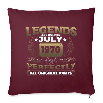 Légende Née en 1970 52 juillet Cadeau d’anniversaire - Housse de coussin décorative 45 x 45 cm - bordeaux - Devant
