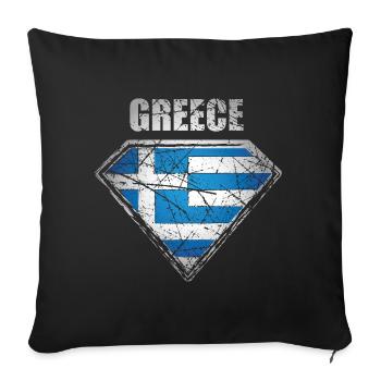 Greece Superhero Flag Greek Symbol - Sofa pillowcase 17,3'' x 17,3'' (45 x 45 cm) - black - Front