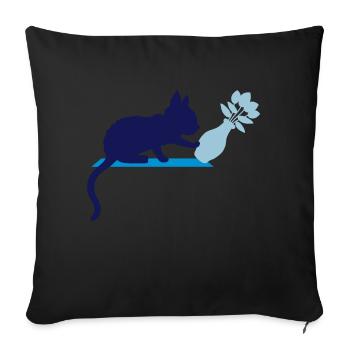 Knock over flower vase cheeky cat - Sofa pillowcase 17,3'' x 17,3'' (45 x 45 cm) - black - Front