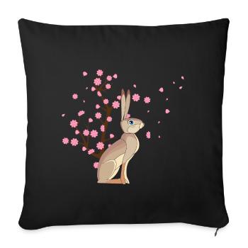 Cherry Blossom Rabbit Japanese Sakura Flower - Sofa pillowcase 17,3'' x 17,3'' (45 x 45 cm) - black - Front