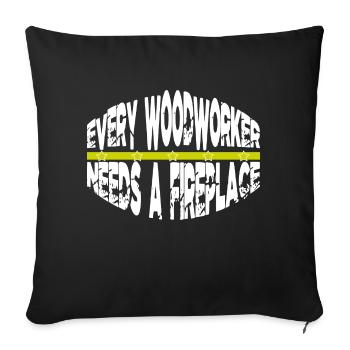 laisse jouer les t-shirts de charpentier amour apprenti - Housse de coussin décorative 45 x 45 cm - noir - Devant