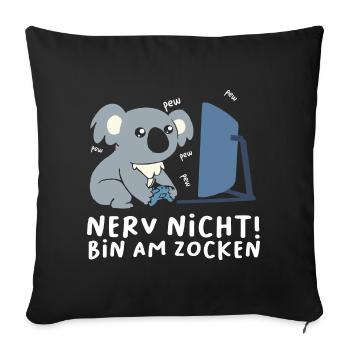 Bin am Zocken Gaming Koala - Sofakissenbezug 45 x 45 cm - Schwarz - Vorne