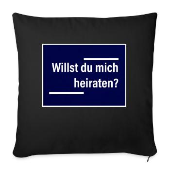 Willst du mich heiraten? Blau/weiß und deutlich. - Sofakissenbezug 45 x 45 cm - Schwarz - Vorne