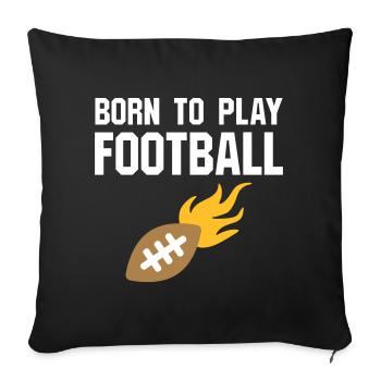 Né pour jouer au football (Football mit Flammen) - Housse de coussin décorative 45 x 45 cm - noir - Devant