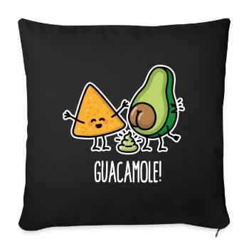 Drôles de crottes de tortilla au guacamole à l’avocat - Housse de coussin décorative 45 x 45 cm - noir - Devant