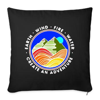 Nature Mountains Water Sun Illustration - Sofa pillowcase 17,3'' x 17,3'' (45 x 45 cm) - black - Front