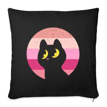 Chat Rétro - Housse de coussin décorative 45 x 45 cm - noir - Devant