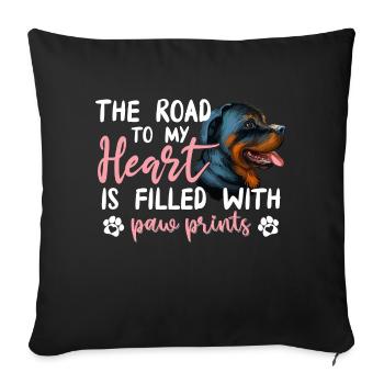 Rottweiler Road To My Heart Drôles de propriétaires de chiens - Housse de coussin décorative 45 x 45 cm - noir - Devant