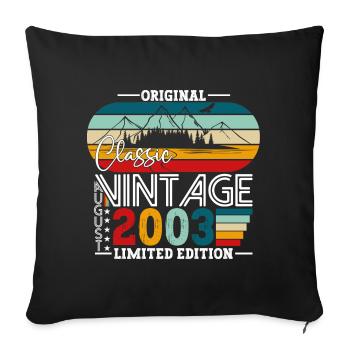 Born 2003 19th birthday gift August Fun - Sofa pillowcase 17,3'' x 17,3'' (45 x 45 cm) - black - Front