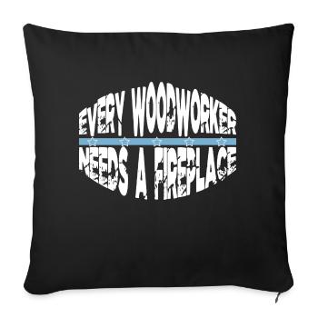 badge cadeau d’anniversaire permet de jouer aux t-shirts de charpentier - Housse de coussin décorative 45 x 45 cm - noir - Devant
