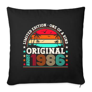 Original August Vintage 1986 Birthday Gift - Sofa pillowcase 17,3'' x 17,3'' (45 x 45 cm) - black - Front