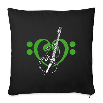 Cœur de clés basses avec contrebasse - Housse de coussin décorative 45 x 45 cm - noir - Devant