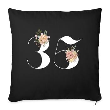 35th Anniversary Flowers (Gift of 35 years) - Sofa pillowcase 17,3'' x 17,3'' (45 x 45 cm) - black - Front