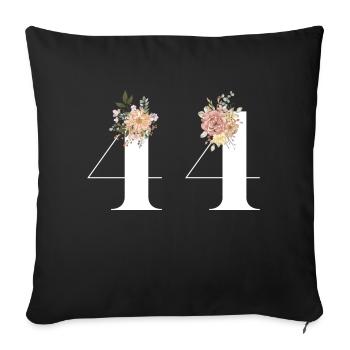 Blumen zum 44-jährigen Jubiläum (Geschenk von 44 Jahren) - Sofakissenbezug 45 x 45 cm - Schwarz - Vorne