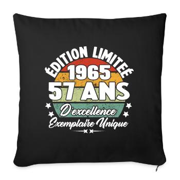 Cadeau 57 ans d'excellence / Édition limitée 1965 - Housse de coussin décorative 45 x 45 cm - noir - Devant