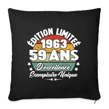 Cadeau 59 ans d'excellence / Édition limitée 1963 - Housse de coussin décorative 45 x 45 cm - noir - Devant