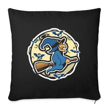 Witch with witch's broom Halloween - Sofa pillowcase 17,3'' x 17,3'' (45 x 45 cm) - black - Front