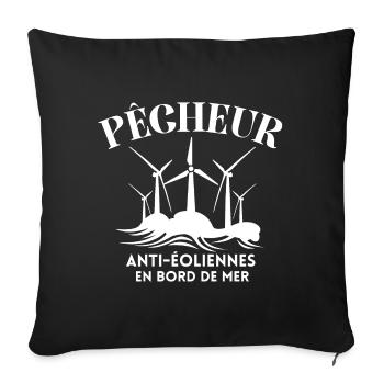 éolienne, anti-éolienne, paysage - Housse de coussin décorative 45 x 45 cm - noir - Devant