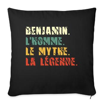 Benjamin l homme le mythe la légende - Housse de coussin décorative 45 x 45 cm - noir - Devant