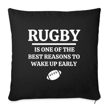 rugby, rugby sport, rugby humour - Housse de coussin décorative 45 x 45 cm - noir - Devant
