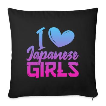J’aime les filles japonaises - Housse de coussin décorative 45 x 45 cm - noir - Devant