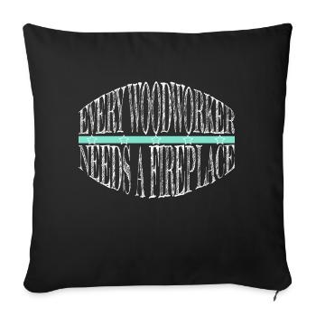 drôle d’apprenti heureux outils travail du bois - Housse de coussin décorative 45 x 45 cm - noir - Devant