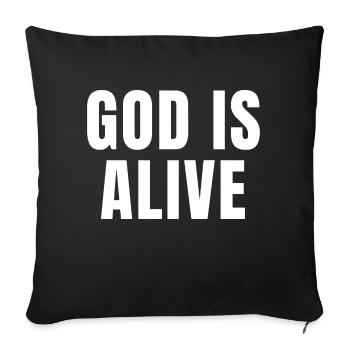Dieu est vivant - Citations chrétiennes - Housse de coussin décorative 45 x 45 cm - noir - Devant