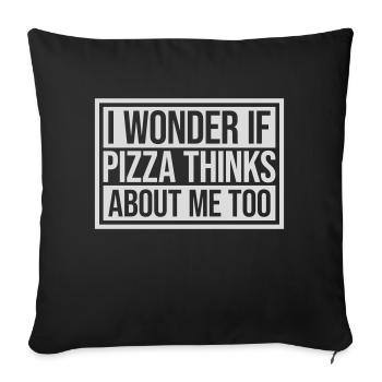 pizza thinks about me - Sofa pillowcase 17,3'' x 17,3'' (45 x 45 cm) - black - Front