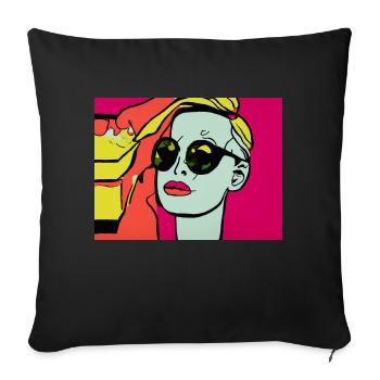 Pop Art - Woman with sunglasses - Sofa pillowcase 17,3'' x 17,3'' (45 x 45 cm) - black - Front